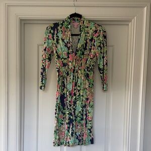 Lilly Pulitzer Navy and Floral Wrap Dress